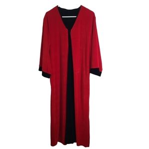 Vintage Evelyn Pearson colorblock velvet 1/4 Kimono sleeve night gown robe sleep